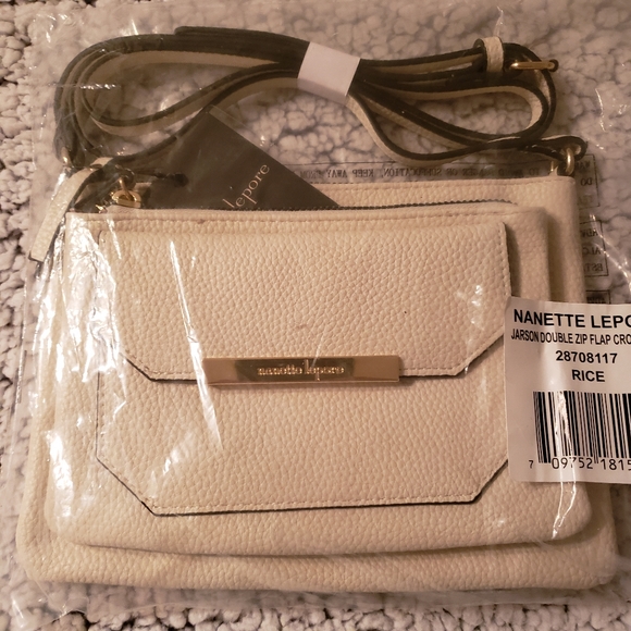 BNWT Nanette Lepore Jarson Double Zip Flap Crossbody (OS) IN RICE 👜 - Picture 4 of 4